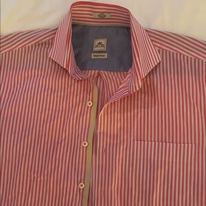 Peter Millar Pink and White Striped Dress Shirt
